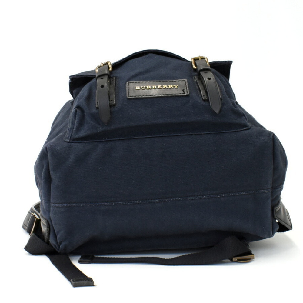 Burberry Backpack Navy Blue Canvas Leather - Picture 5 of 9